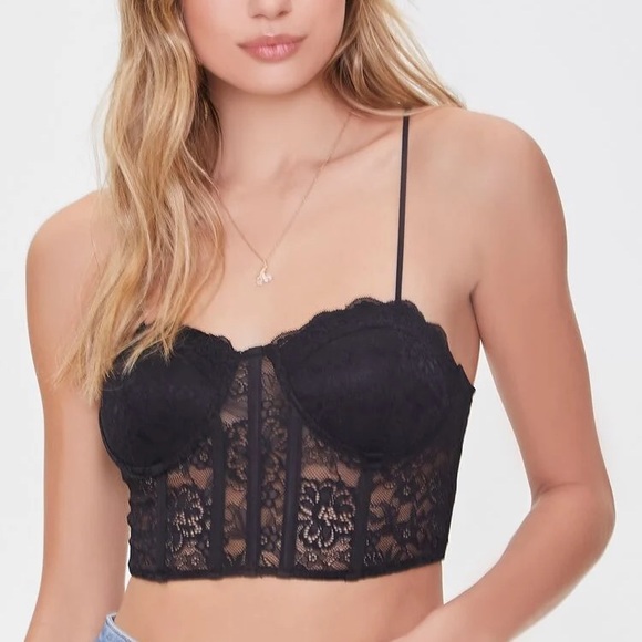 Forever 21 Tops - NWT Forever 21 floral lace cami bralette - black - size S